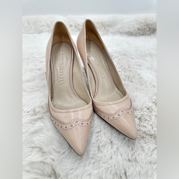 Burberry Leather Nude Pointed Toe Heels 40 US 10 - Picture 3 of 13